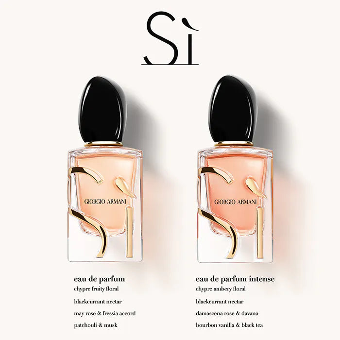 Two Giorgio Si perfume bottles on a white background