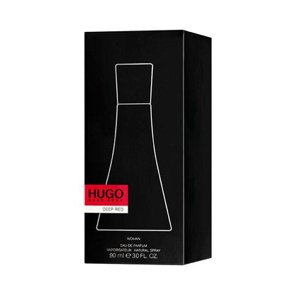 Deep Red perfume packaging on a white background