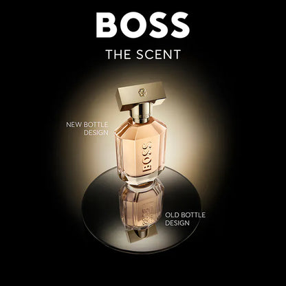 BOSS perfume bottle comparison on a black background